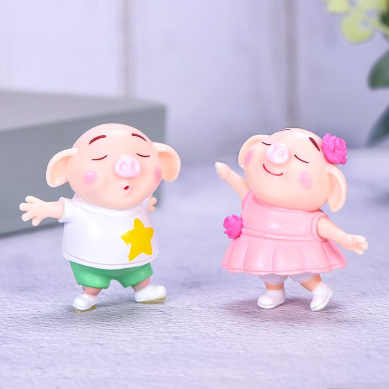 Cute Resin Pig Doll Toys Fairy Garden Decoration Miniture Fairy Garden Accessories Supplies Pot Bonsai Moss Fairy Garden Micro Landscape Miniature Garden Terrariums Fairy Garden Figurine Kits Items Auto Interior Decoration